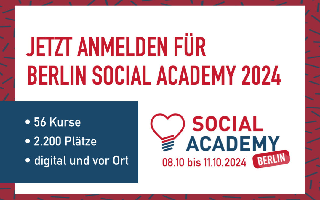 Jetzt anmelden für die 12. Berlin Social Academy